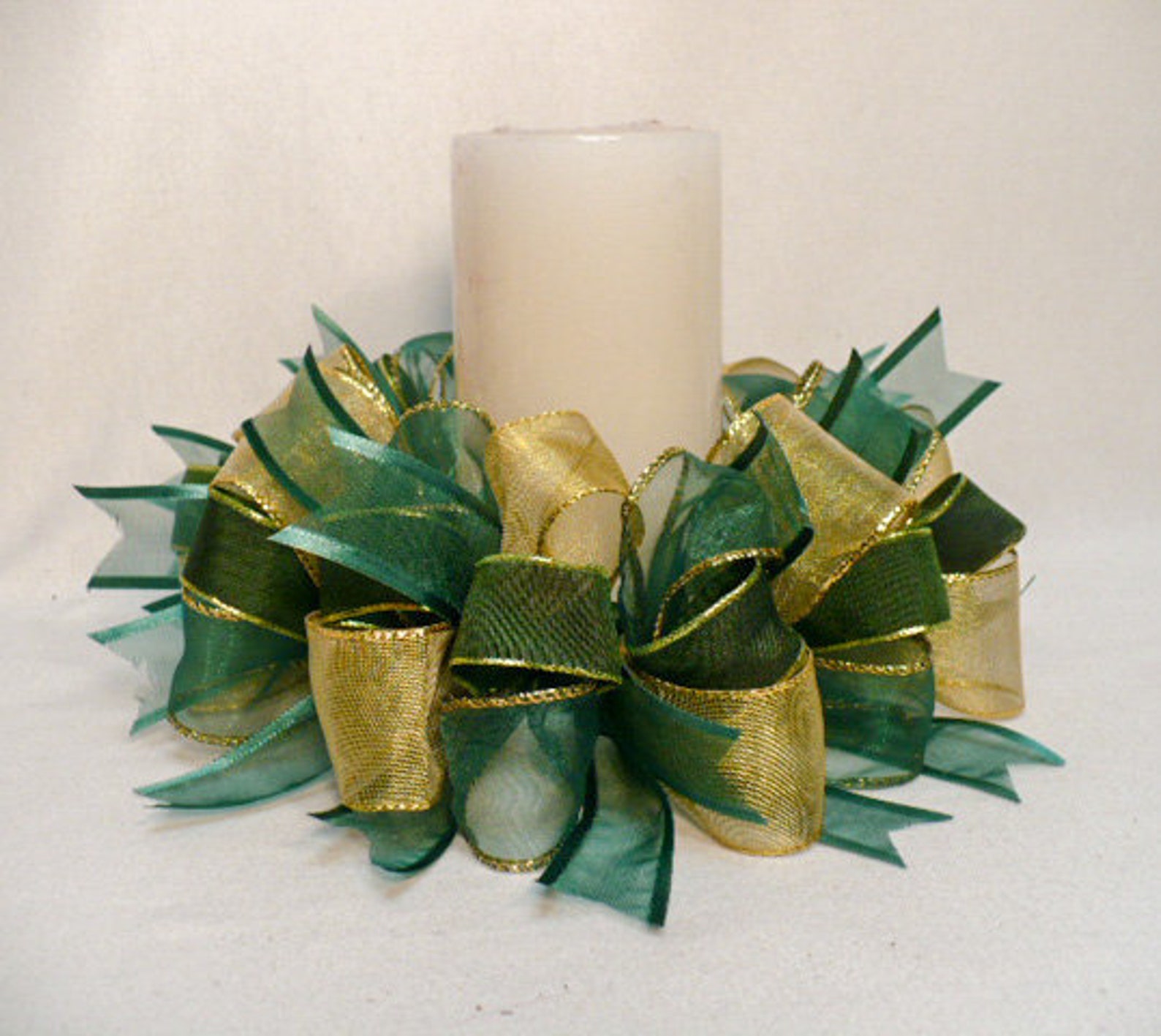St Patrick Ribbon Candle Ring Green Gold Candle Ring Party Etsy