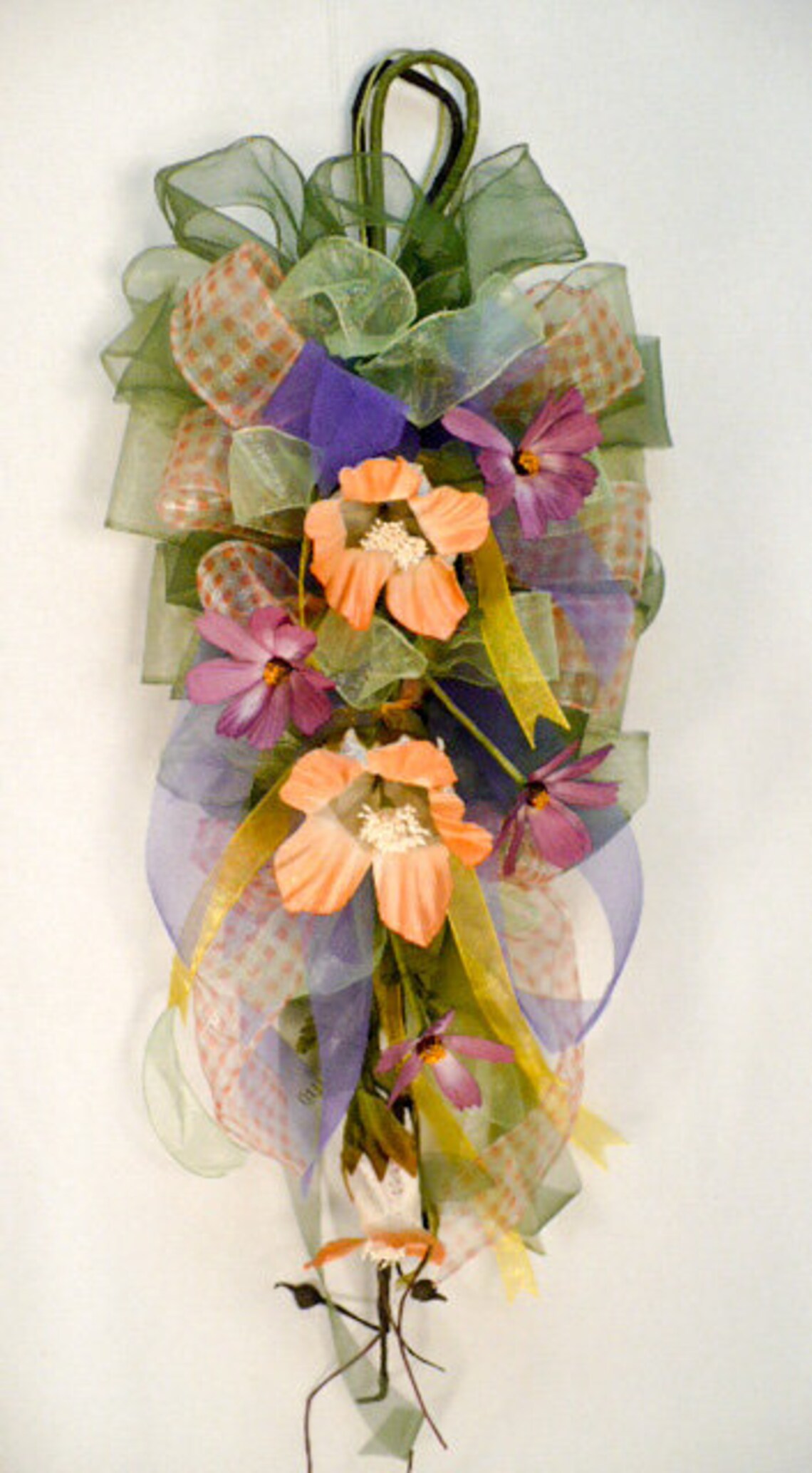 Spring floral ribbon swag everyday ribbon swag peach tone Etsy