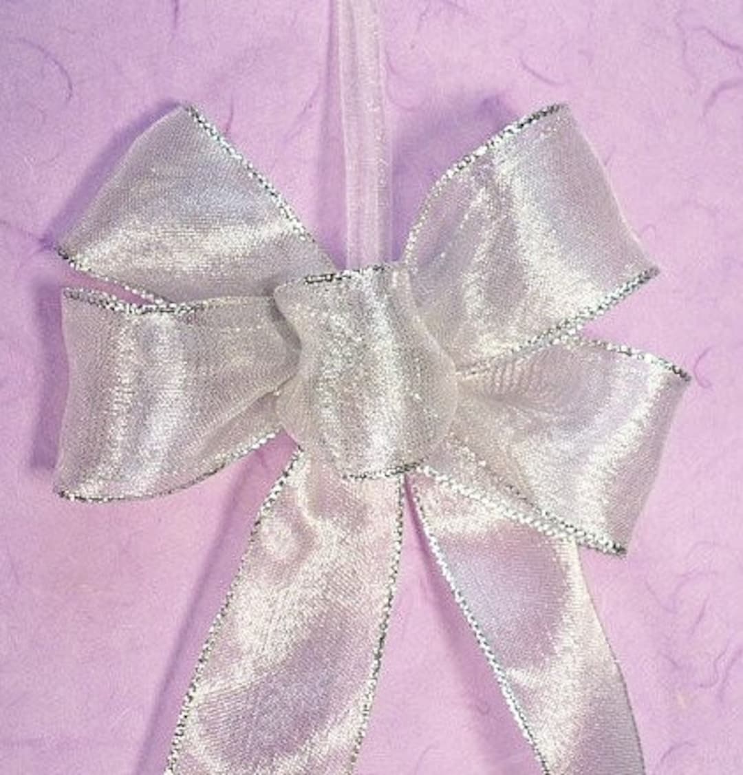 Set of 8 Metallic Silver Bow, Christmas Tree Metallic Silver Decor Bow