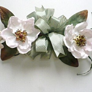 Spring magnolia floral ribbon swag , soft pink magnolia swag, horizon floral ribbon swag, summer swag,