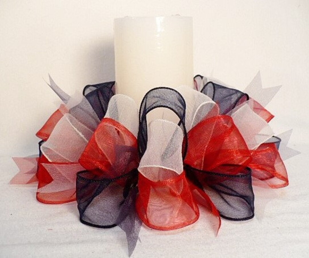 Red White Blue Ribbon Candle Ring Ribbon Candle Ring Etsy
