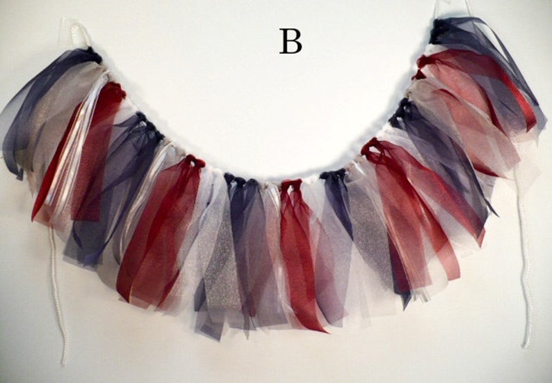 Navy White Silver Burgundy Banner Fabric Banner Ribbon Etsy