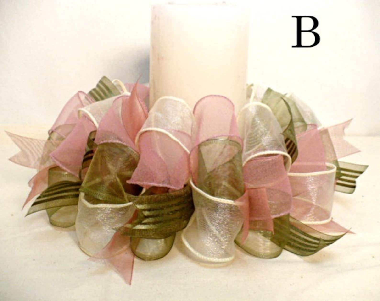 Victorian tone ribbon candle ring candle ring wreath wedding Etsy