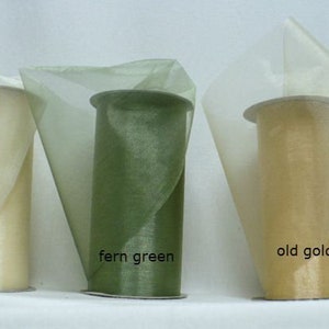 Moss Green cut Sheer Organza Ribbon, 6 Inch Wide, 40 Yards