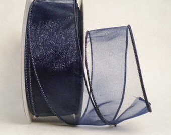 Blue gray sheer iridescent ribbon, sparkle sheer ribbon, sheer crystal  ribbon 50 yards, size 1, or 2