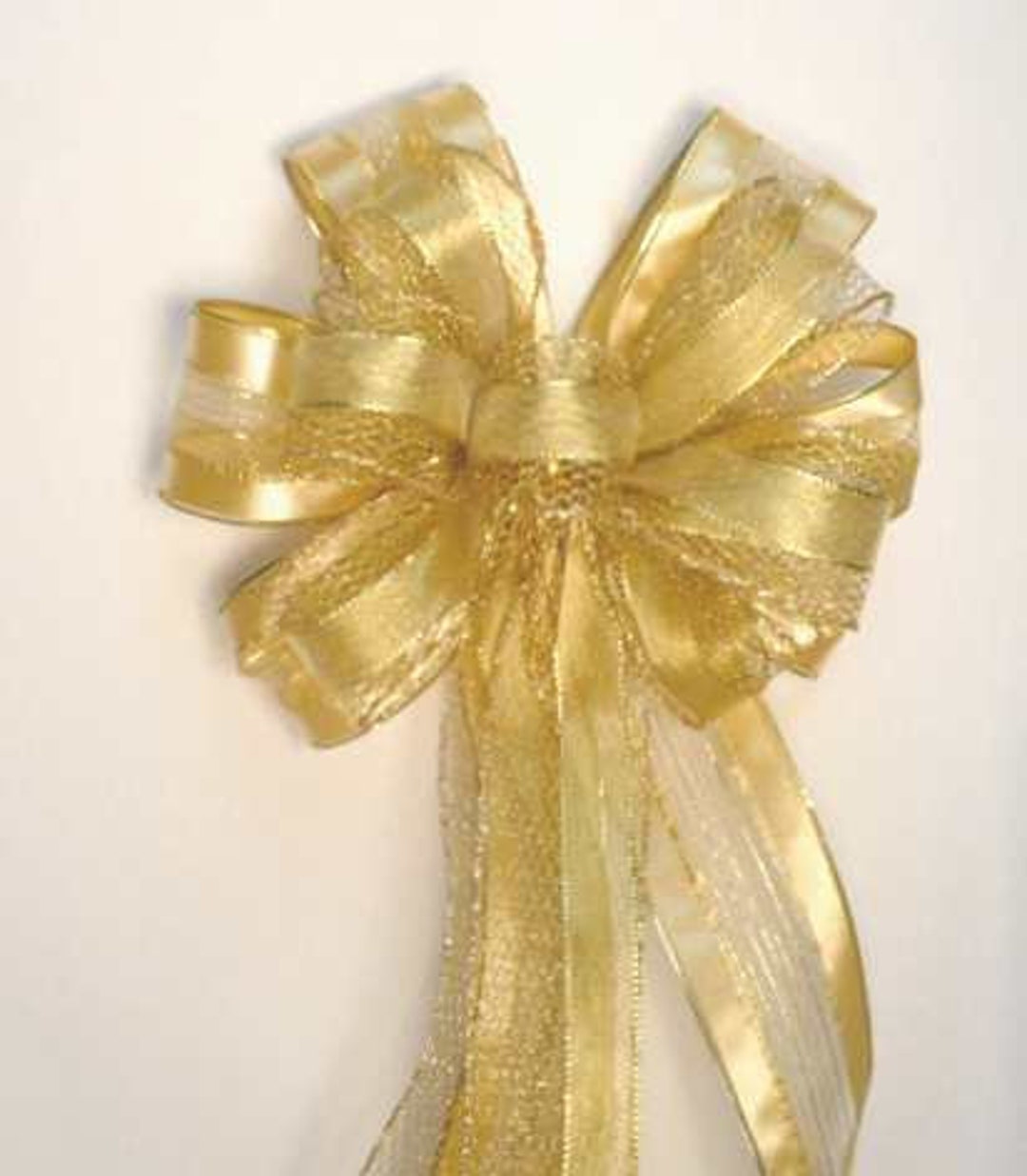 Gold Tone Bow Gold Wreath Bow Christmas Tree Bow Christmas Etsy