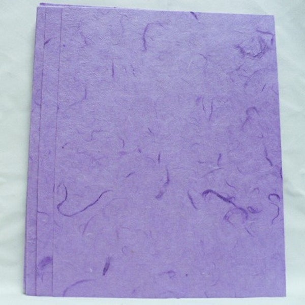 lavender handmade mulberry paper, art paper, scrap booking paper, handmade art paper solid color 10 sheets, size 8.5" x 11".