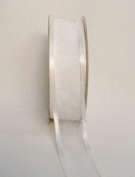 White Satin Edge Sheer Ribbon, White Satin Edge Sheer Center, Wedding  Ribbon, Wedding Gift Wrap 1.5 X 20 Yards 