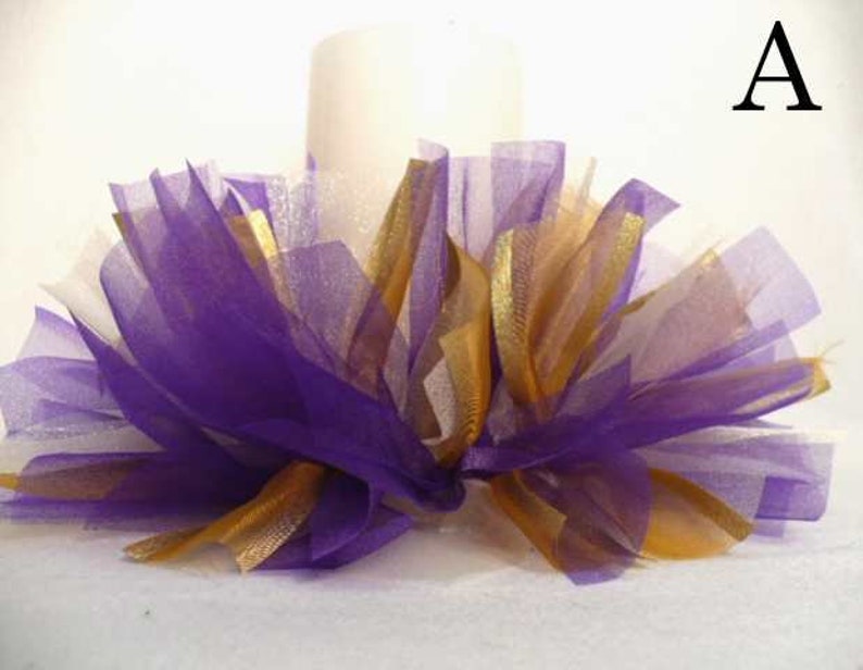 Purple gold ribbon candle ring ribbon candle ring wreath Etsy