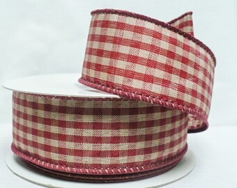 Red Gingham Ribbon 3/8 Inch Trim 5 Yards Mixed Media Bows
