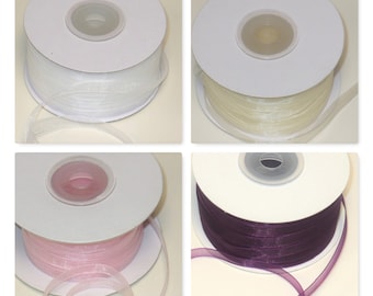 White Sheer Nylon Organza Ribbon, 1/4 Inch x 100 Yards