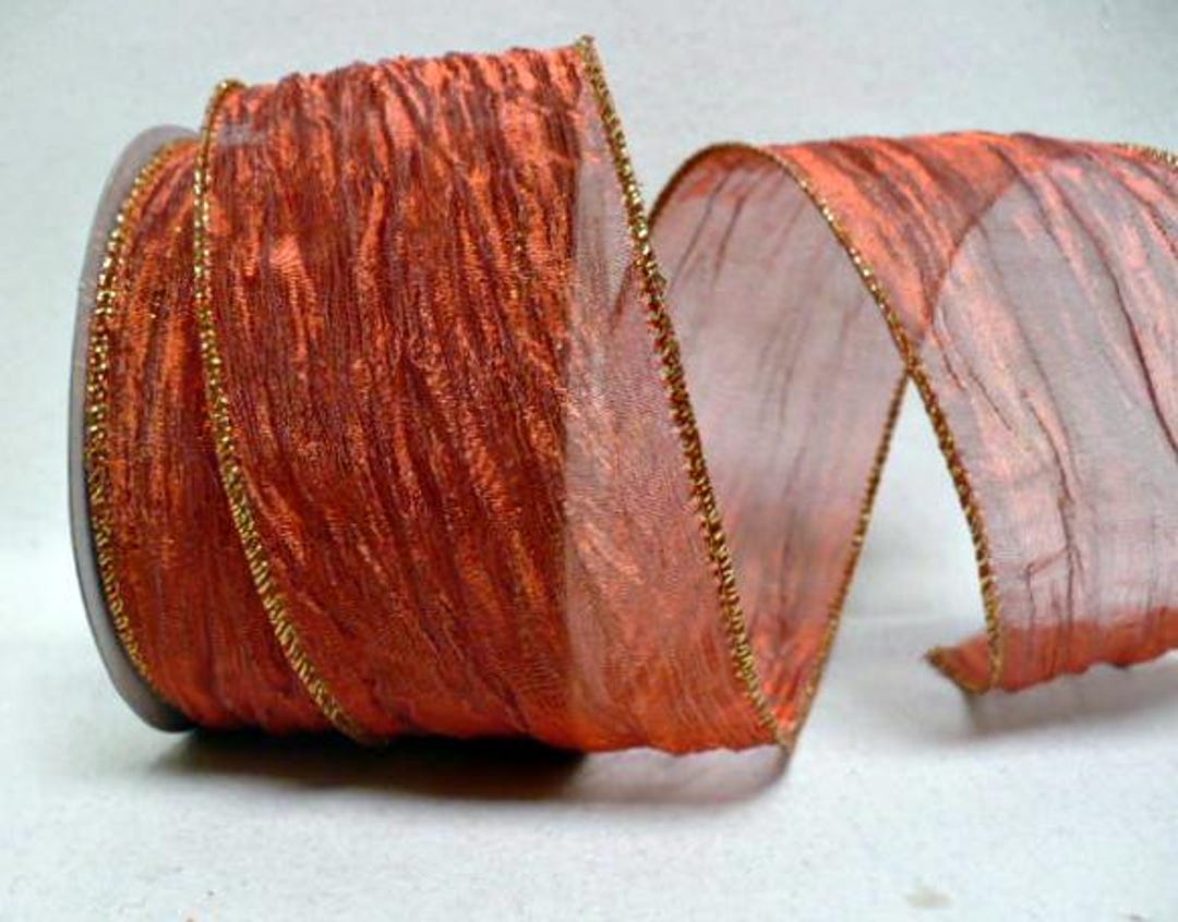 Red Tone Metallic Ribbon, Crush Metallic Red Tone Gold Metallic Wired 2 ...