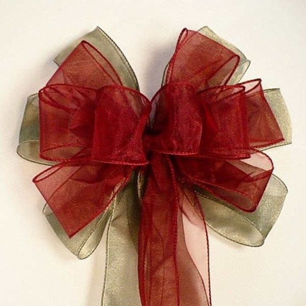 Burgundy sage green wreath bow, sage green burgundy wreath bow, summer/everyday wreath bow.