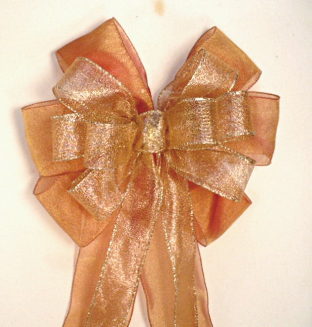 Rose Gold Wreath Bow, Christmas Rose Gold Bow, Christmas Tree Bow