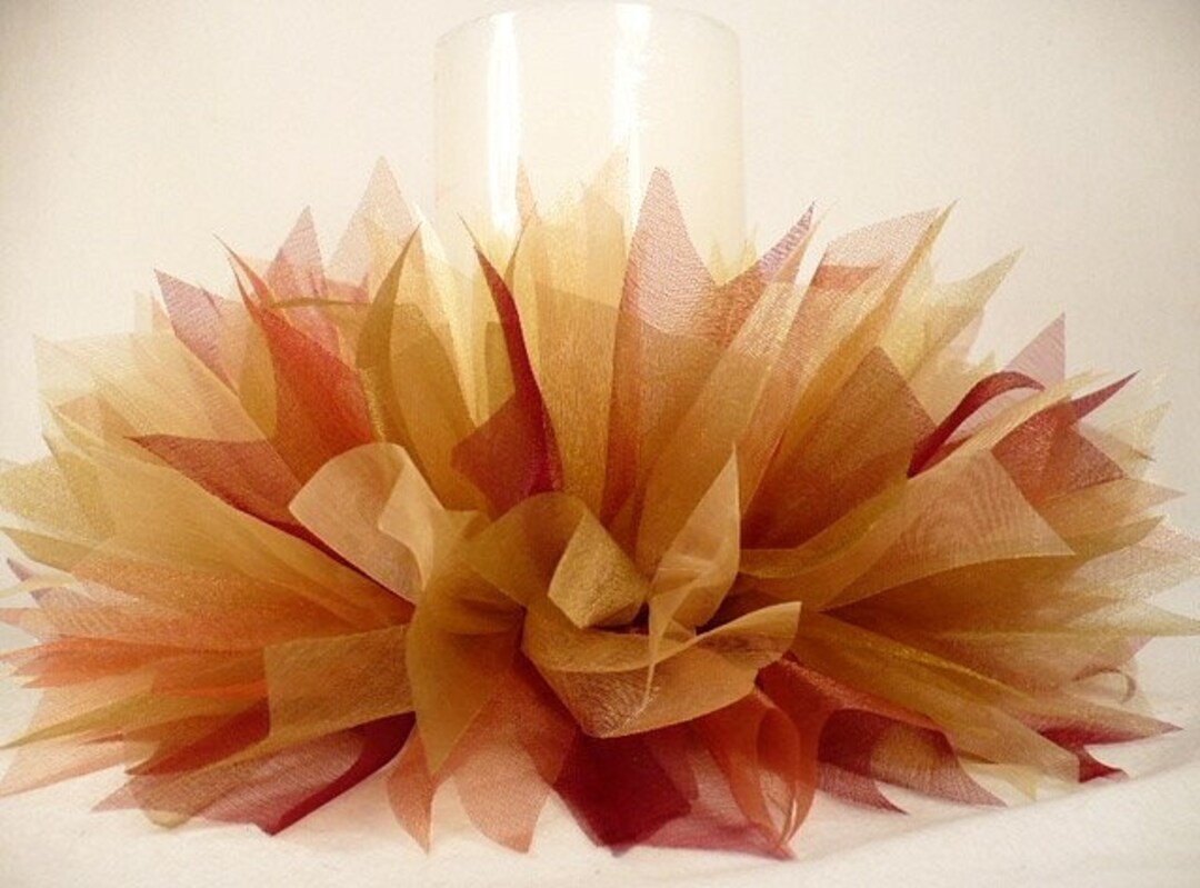 Ribbon Candle Ring Gold Burgundy Gold Brass Copper Tones Etsy