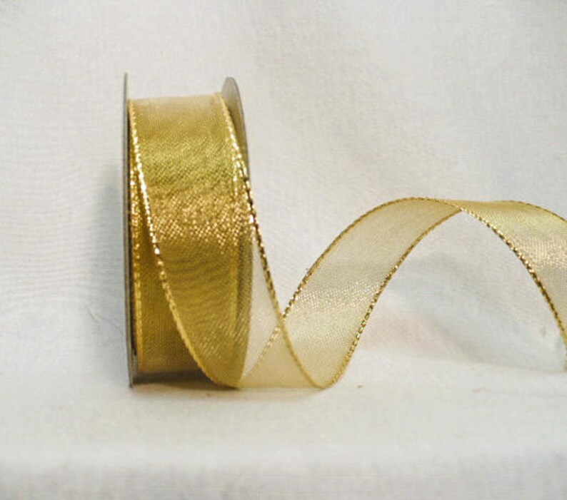 Metallic Gold Wired Ribbon Holiday Ribbon Christmas Etsy