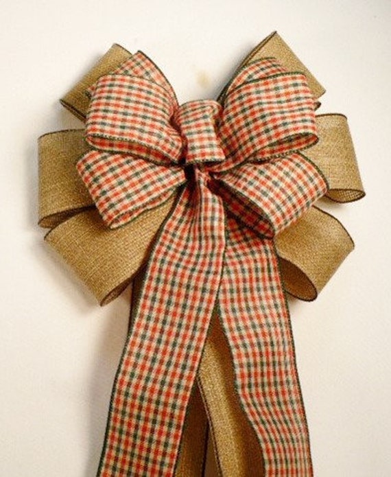 Gingham Checkered Red And White Bow Made Of Ribbon Stock Photo