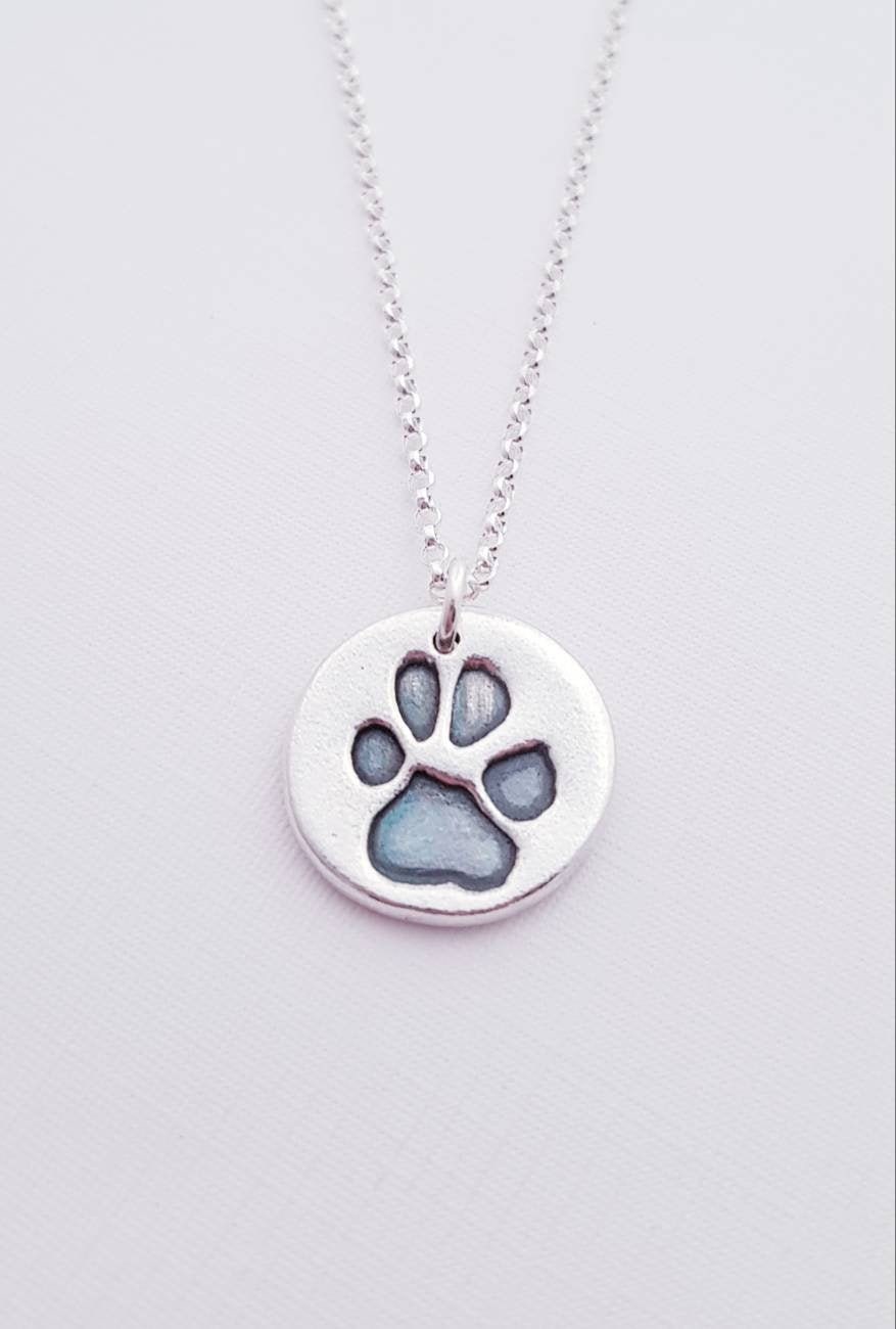 Your Pet's Actual Paw Print necklace Dog Cat Paw Print | Etsy