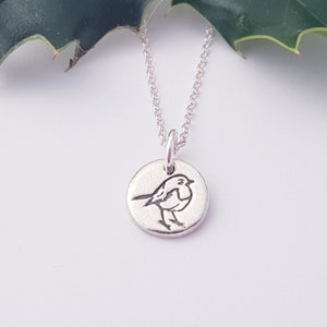 Tiny Robin Necklace - Silver Robin Pendant - Christmas Robin Necklace - Stamped Bird Pendant - Robins Appear When Loved Ones Are Near Gift