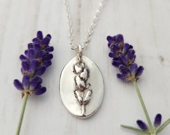 Lavender necklace  - Sterling Silver Lavender Flower Pendant - Lavender Garden Lover Gift for Her - Lavender Botanical Jewellery
