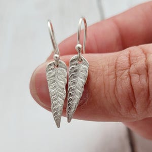 Fern Leaf Earrings, Sterling Silver Fern Earrings, Leaf Earrings Drop, Botanical Jewellery, Botanical earrings, Fern Gift, Fern jewellery
