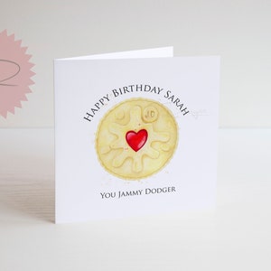 Personalised Jammy Dodger birthday card, personalised biscuit birthday card, personalised best friend birthday card, You Jammy Dodger card