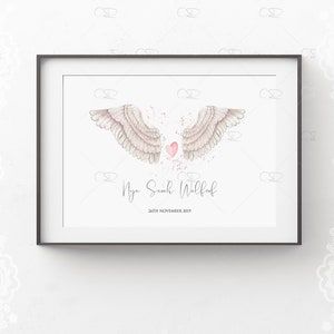 Angel Wings personalised Print, Baby Keepsake, Stillborn Baby, Miscarriage, Bereavement Gift