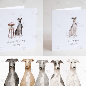 personalised greyhound Birthday card, personalised whippet card,  father&#39;s day card, card from the greyhound, mum, dad,  plastic free