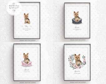 personalised Yorkshire terrier print, Yorkie print, Yorkshire terrier gift, Art,watercolour illustration Yorkie birthday present,