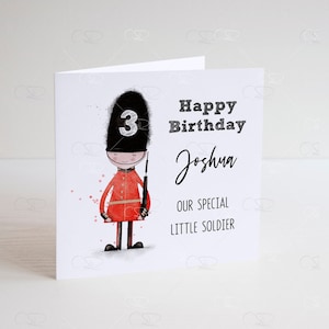 Personalised Toy Soldier birthday card, personalised army birthday card, little soldier, military Son, grandson, army, queen's guards