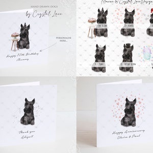 personalised Scottish terrier Birthday card, scottie dog birthday card, scotty dog thank you card, sympathy card, Mother's Day, father's