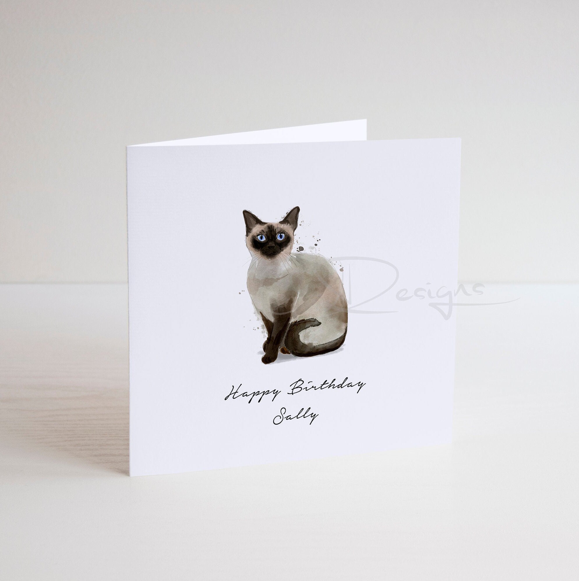 Personalised Siamese Birthday card Siamese cat card | Etsy