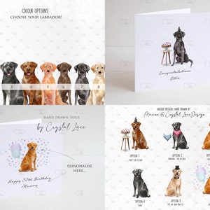 Tarjeta de cumpleaños personalizada de Labrador, tarjeta de Labrador negro, tarjeta de Labrador dorado, tarjeta de Labrador chocolate, tarjeta de Labrador retriever zorro rojo, Navidad