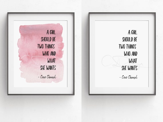 Classy & Fabulous | Coco Chanel Quote Wall Art | 11x14 UNFRAMED Black,  White, Pink Art Print | Contemporary, Positive, Inspirational, Famous  Quotes