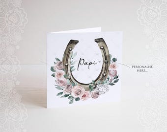 personalised Horse Sympathy Card, Horse Loss Card, Pony Memorial Card horseshoe card