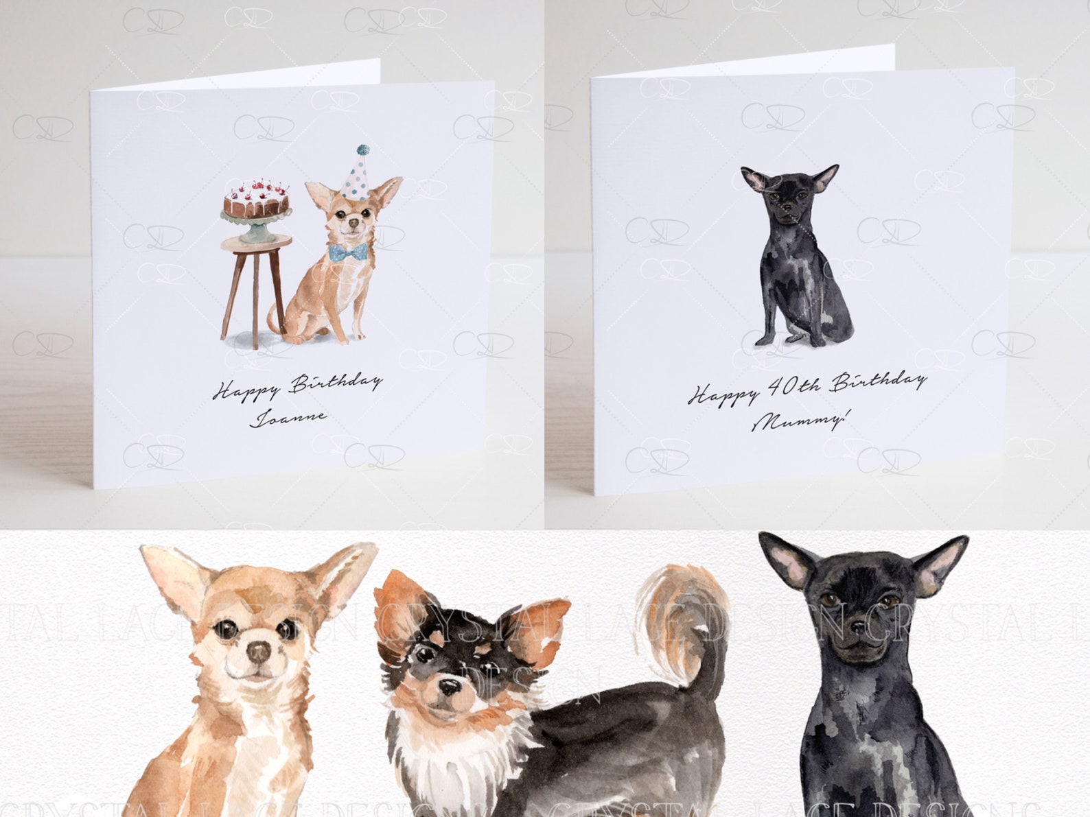 Personalised Chihuahua Birthday card black Chihuahua card | Etsy