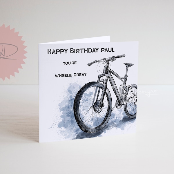 personalised bike birthday card | mountain bike card | dad birthday card | man birthday card | mountain bike birthday | Son birthday card