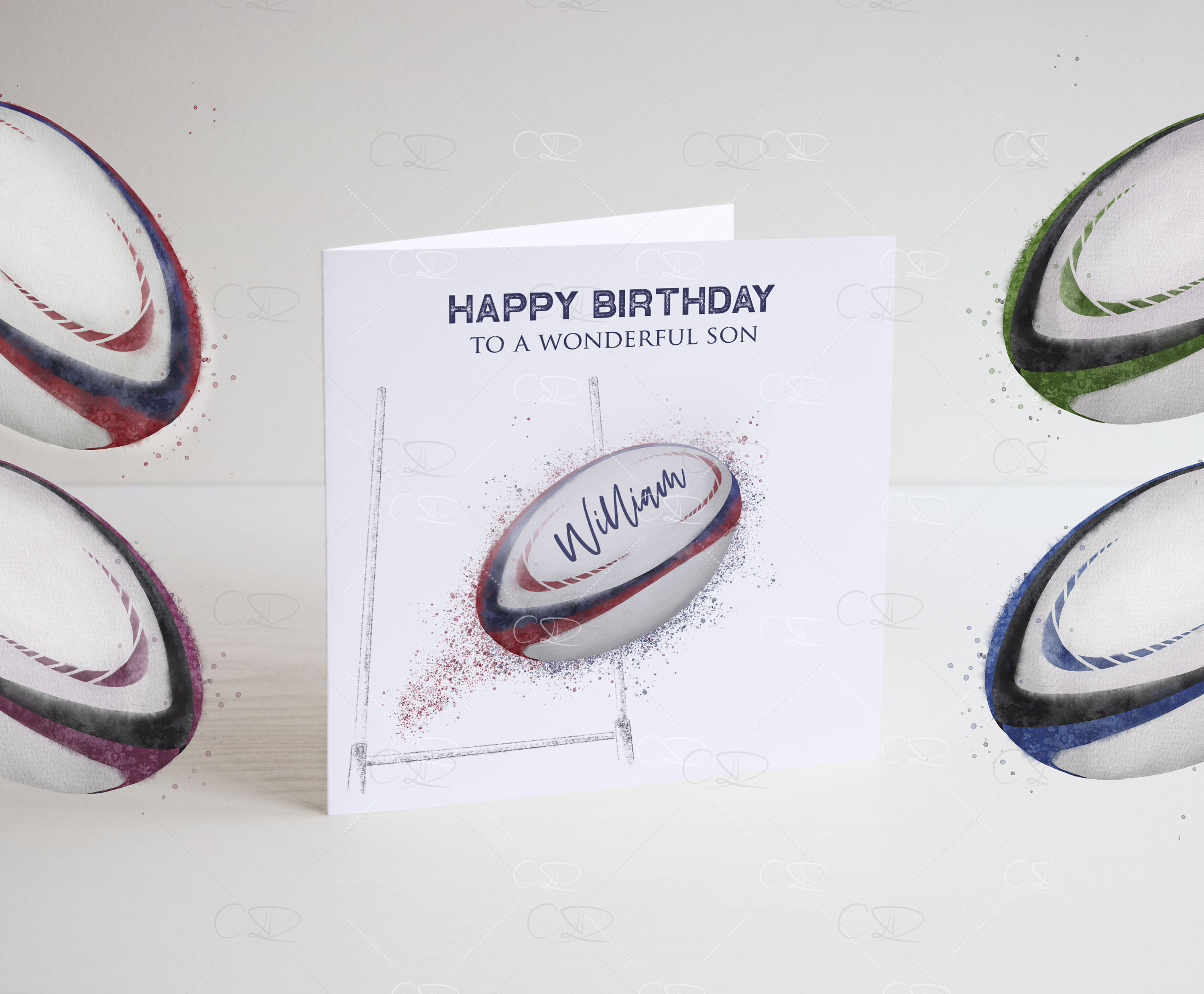Personalised Rugby Birthday Card Personalised Rugby Ball | Etsy