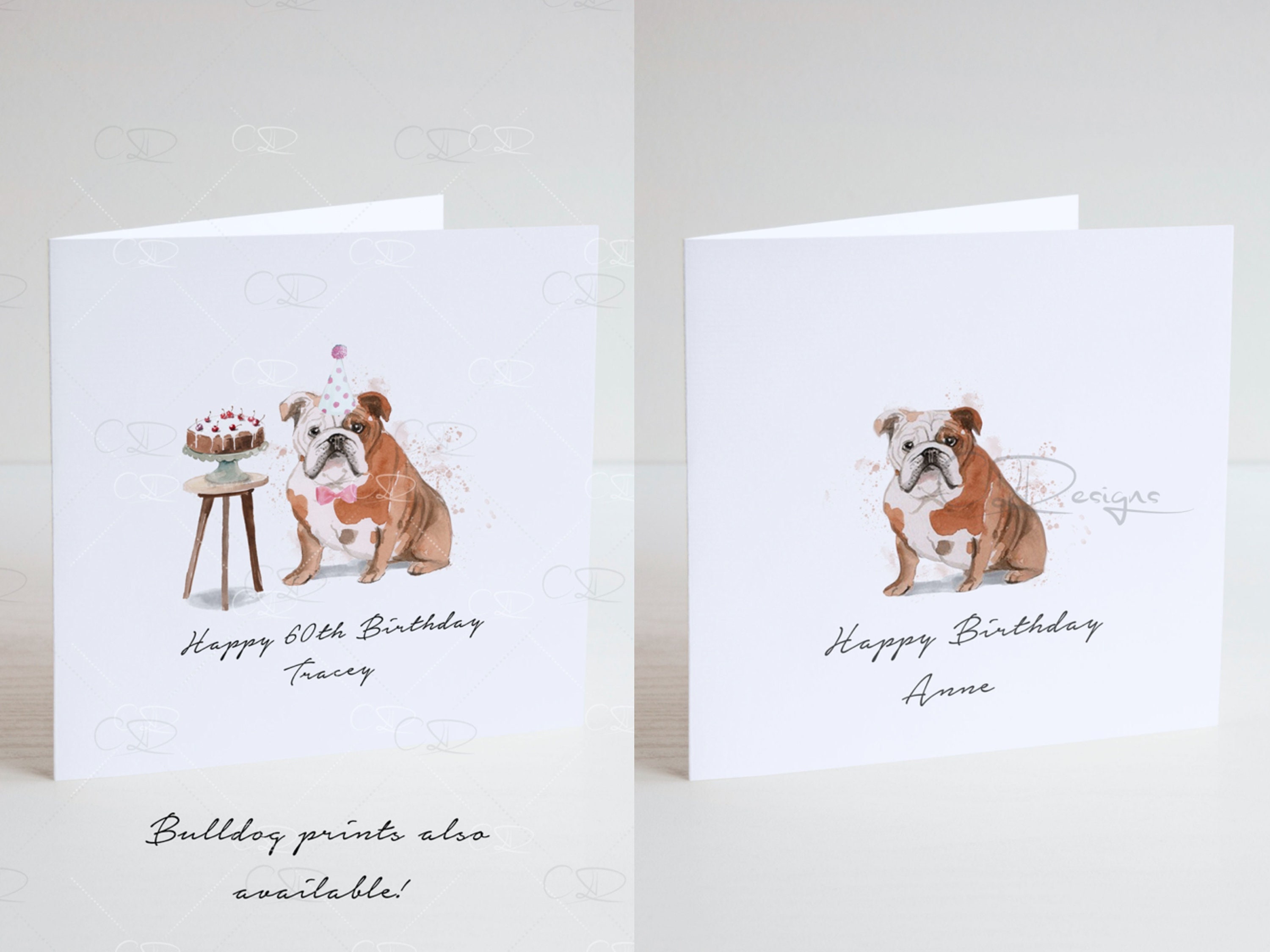 English Bulldog Birthday Card Personalised Dog Card | Etsy UK