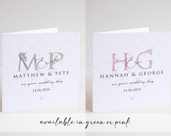personalised wedding card, wedding monogram card, wedding initials
