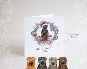 personalised share pei Christmas card, mum, dad