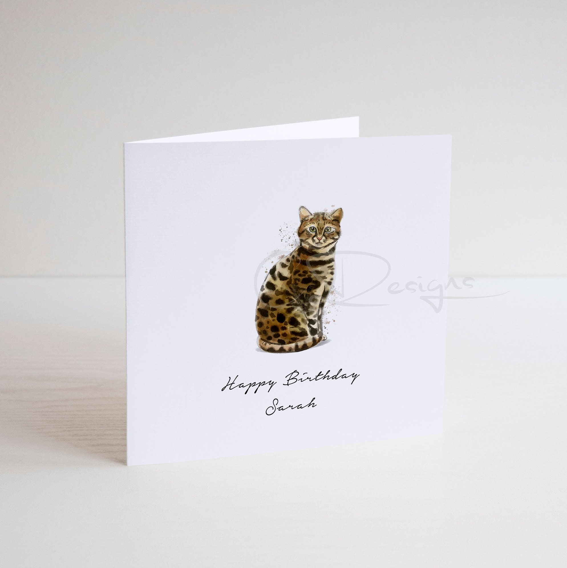 Personalised Bengal Birthday Card Personalised Bengal Cat - Etsy UK