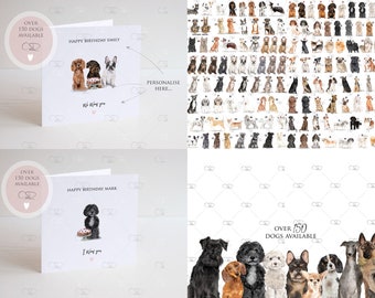 personalised Birthday card from the dog, dog birthday card, anniversary card, to the dog card, multiple dog, 2 dogs, 3 dogs, for the dog