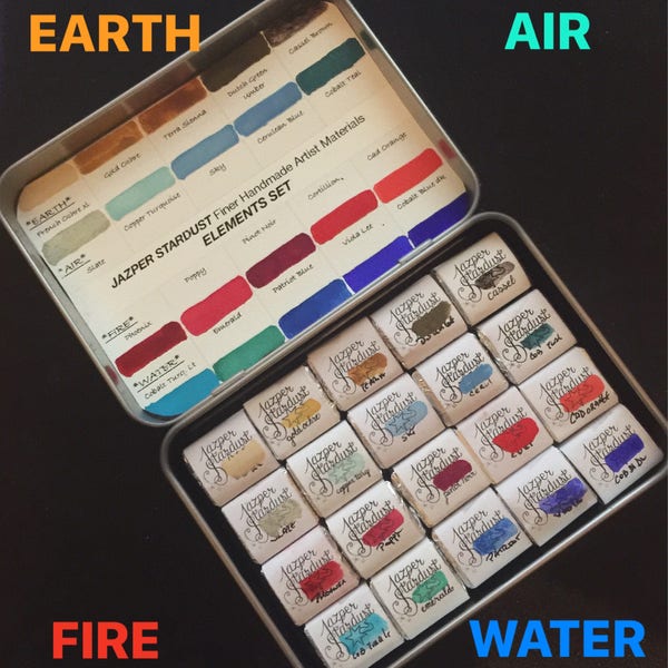 Earth Air Fire Water Set of 20- Artisan Handmade Watercolor paint set