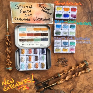 Special Selection Earth Set of 12 Artisan Handmade Watercolor paint Set made from Genuine World Earth Pigments image 2