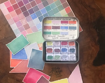 Gouache Set of 12 Artisan Handmade Watercolor paint Set