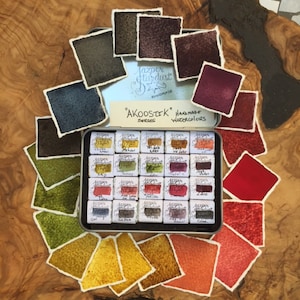 AKOOSTIK Series Premium Plant Based Watercolor Set of 20 Jazper Stardust Rare Pigment Handmade Watercolors