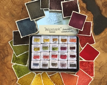 AKOOSTIK Series Premium Plant Based Watercolor Set of 20 Jazper Stardust Rare Pigment Handmade Watercolors