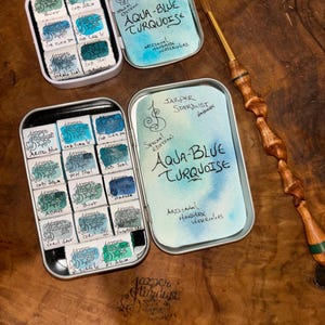 New AQUA BLUE TURQUOISE Special Edition Travel Handmade Aquarell Set