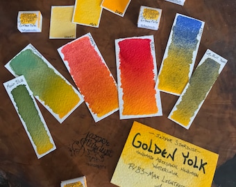New* GOLDEN YOLK Artisanal Handmade Watercolor Half Pan